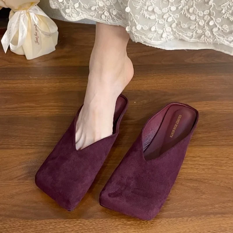 Women Suede Flats Mules Shoes  - Summer Clothing Stores ulasan dan harga
