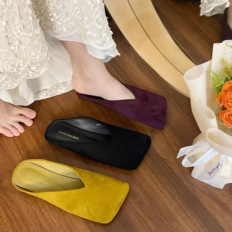 Women Suede Flats Mules Shoes  - Summer Clothing Stores ulasan dan harga