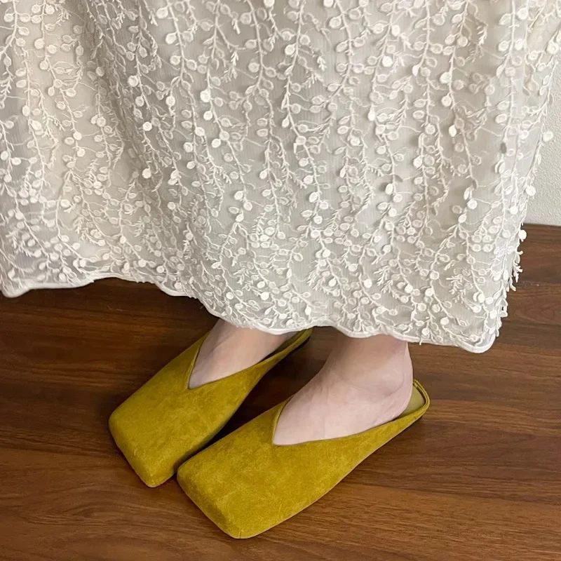 Women Suede Flats Mules Shoes  - Summer Clothing Stores ulasan dan harga