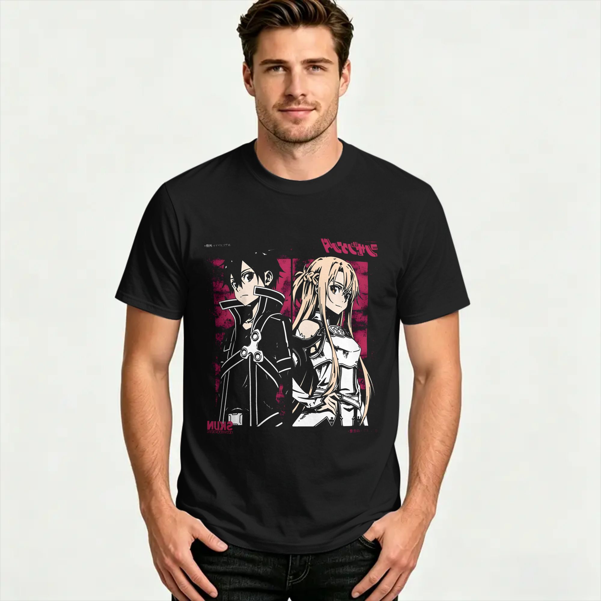 kirito and asuna Cotton T-Shir - Summer Clothing Wholesale ulasan dan harga