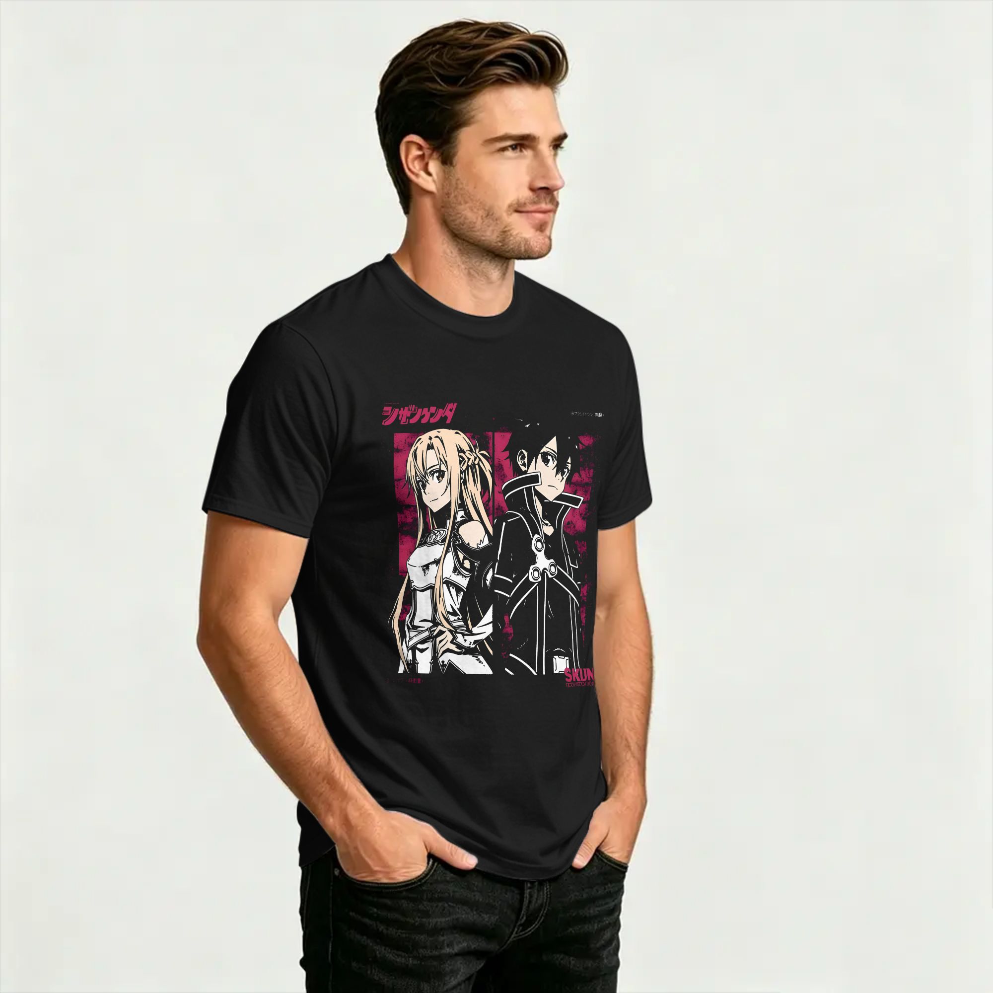 kirito and asuna Cotton T-Shir - Summer Clothing Wholesale ulasan dan harga